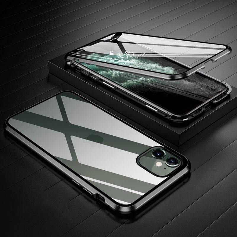 techypopcom iPhone Case 2020 Aluminum + Titanium Shockproof Gorilla Double Tempered Glass Case for iPhone 12 SE 11 Pro Max Xs Max Xs Xr X