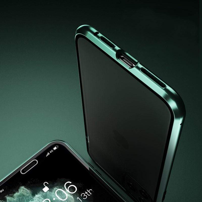 techypopcom iPhone Case 2020 Aluminum + Titanium Shockproof Gorilla Double Tempered Glass Case for iPhone 12 SE 11 Pro Max Xs Max Xs Xr X