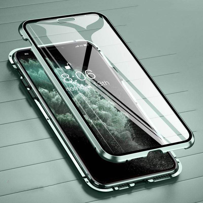 techypopcom iPhone Case 2020 Aluminum + Titanium Shockproof Gorilla Double Tempered Glass Case for iPhone 12 SE 11 Pro Max Xs Max Xs Xr X