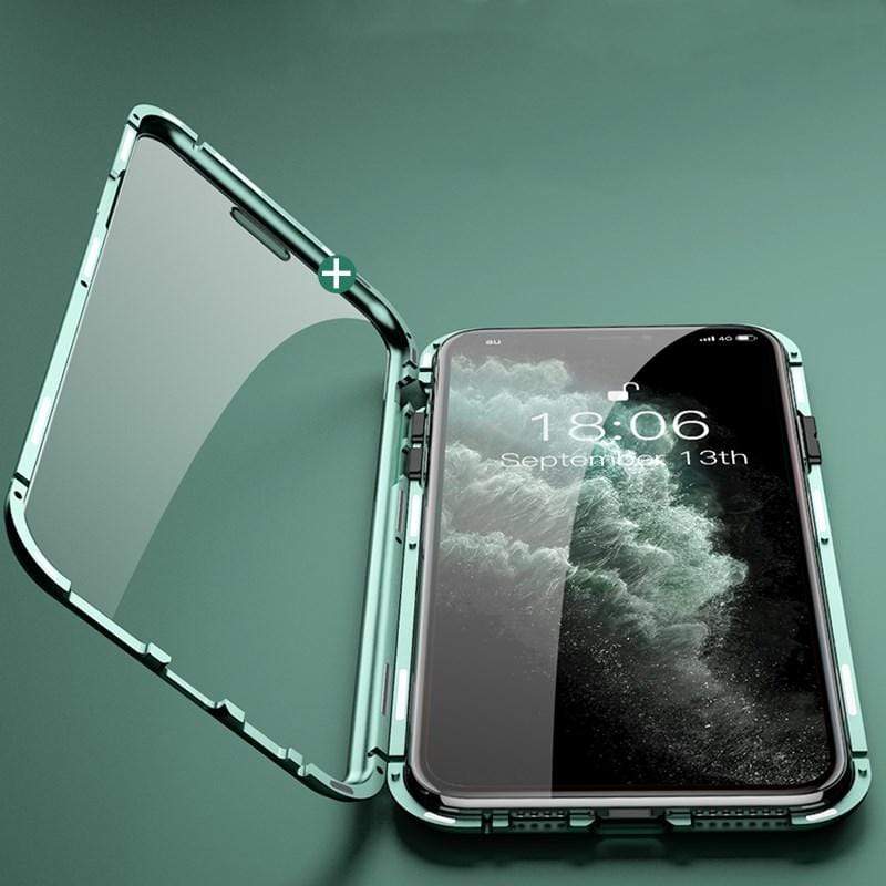 techypopcom iPhone Case 2020 Aluminum + Titanium Shockproof Gorilla Double Tempered Glass Case for iPhone 12 SE 11 Pro Max Xs Max Xs Xr X