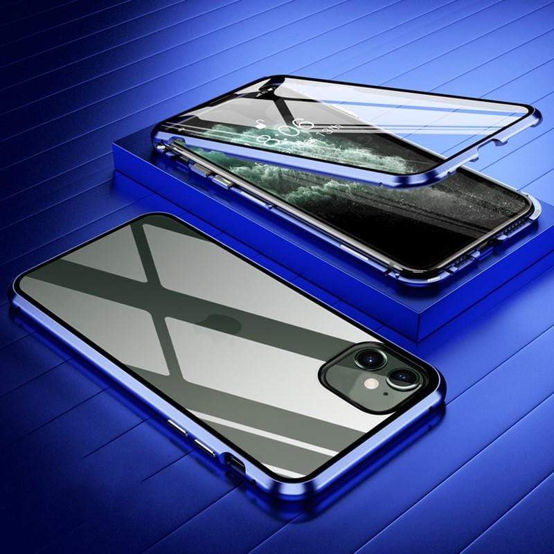 techypopcom iPhone Case 2020 Aluminum + Titanium Shockproof Gorilla Double Tempered Glass Case for iPhone 12 SE 11 Pro Max Xs Max Xs Xr X