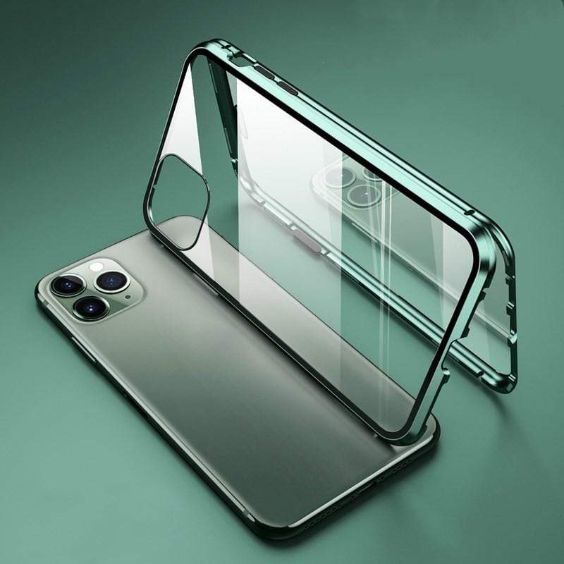 techypopcom iPhone Case 2020 Aluminum + Titanium Shockproof Gorilla Double Tempered Glass Case for iPhone 12 SE 11 Pro Max Xs Max Xs Xr X