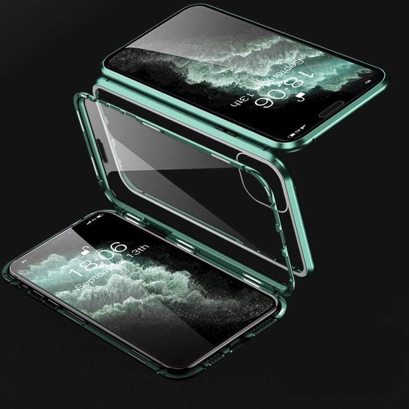techypopcom iPhone Case 2020 Aluminum + Titanium Shockproof Gorilla Double Tempered Glass Case for iPhone 12 SE 11 Pro Max Xs Max Xs Xr X