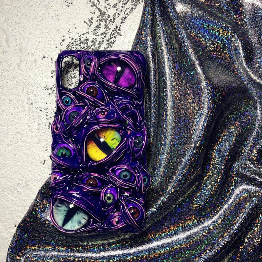 techypopcom iPhone Case iPhone 12 Mini Purple Venom Cat Eyes Handmade Designer iPhone Case For iPhone 12 SE 11 Pro Max X XS Max XR 7 8 Plus