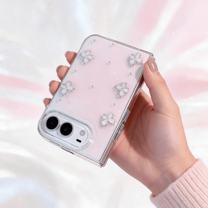 Techypop.com iPhone Case Blush Silver Flutter iPhone Duo Case