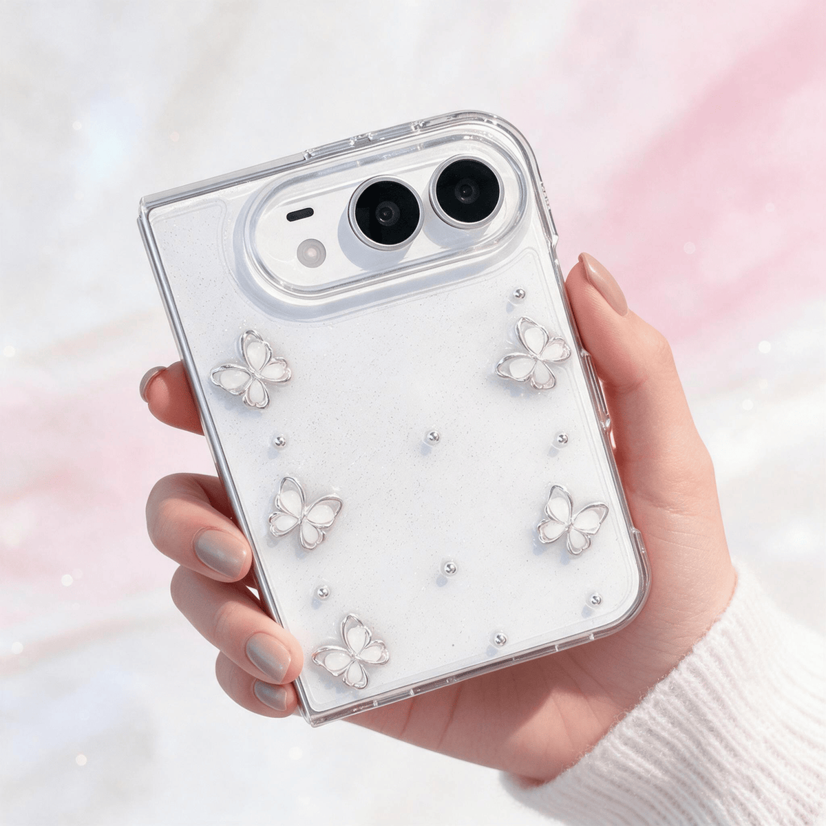 Techypop.com iPhone Case Clear Silver Flutter iPhone Duo Case