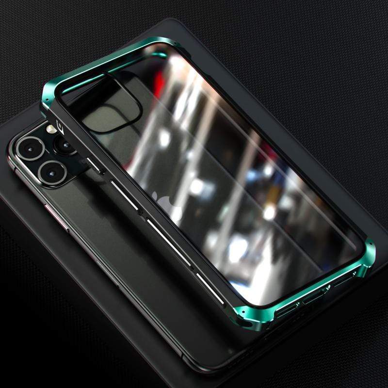 Techypop iPhone Case 2023 Aluminum + Titanium Shockproof Gorilla Tempered Glass Case for iPhone15 Pro Max