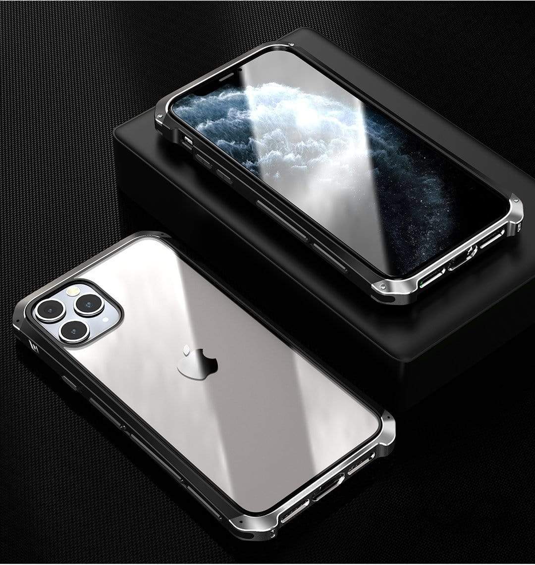 Techypop iPhone Case iPhone 13 Pro / Silver 2023 Aluminum + Titanium Shockproof Gorilla Tempered Glass Case for iPhone15 Pro Max