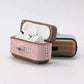 Techypop.com AirPods Case Stitched Eye Leather Dark Wooden Protective Case For Apple Airpods 1 & 2 & Pro