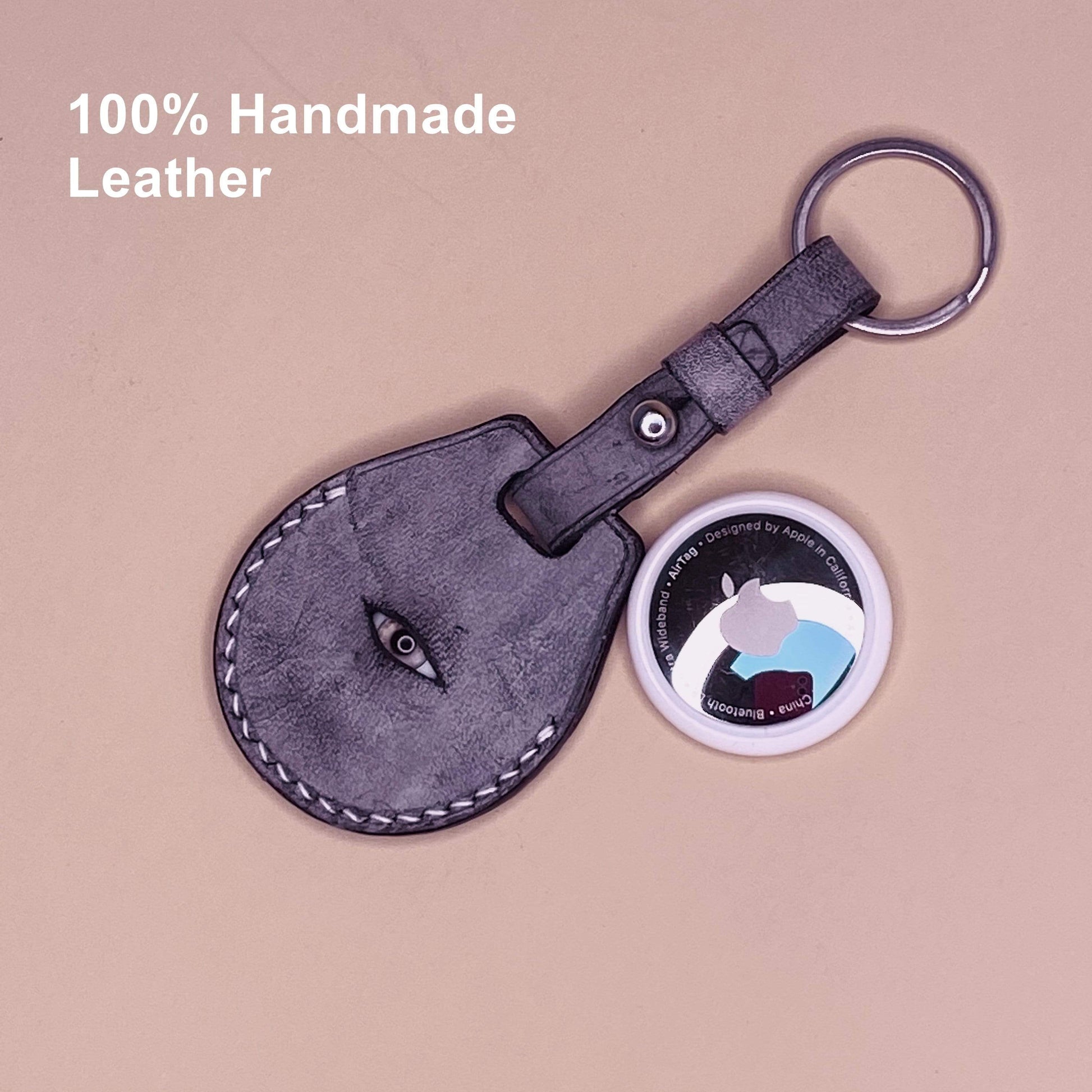 Techypop.com AirTag Case 100% Handmade Genuine Leather One Eye Designer Luxury AirTag Case