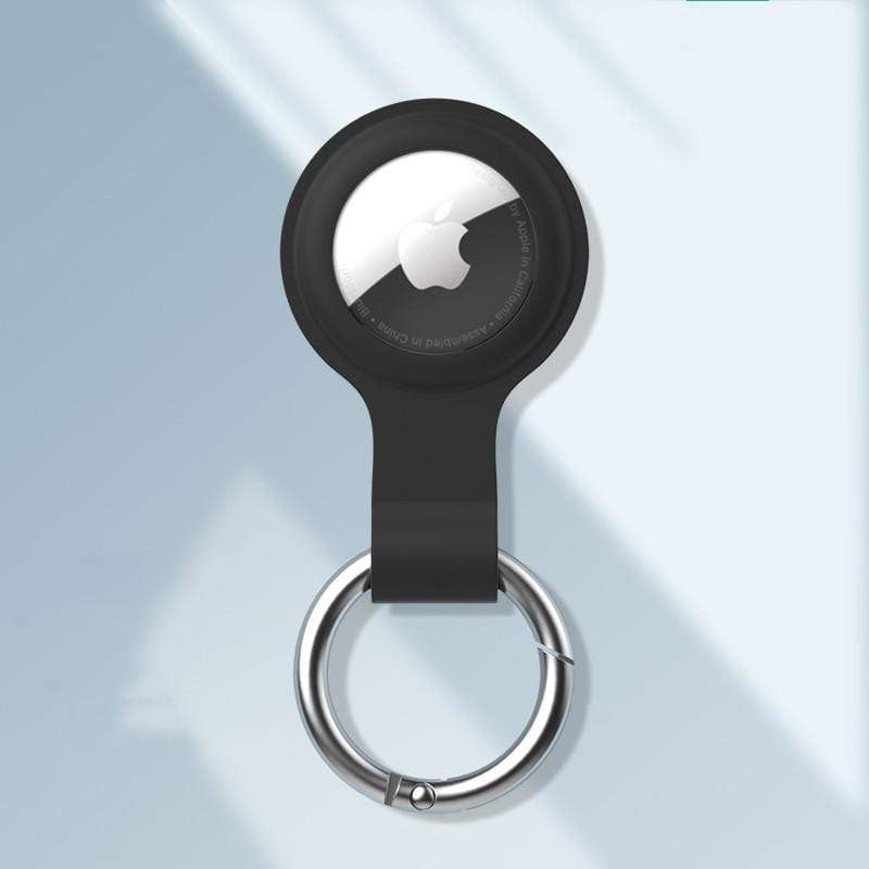 Techypop.com AirTag Case Black Soft Silicone Designer AirTag Case with Key Ring