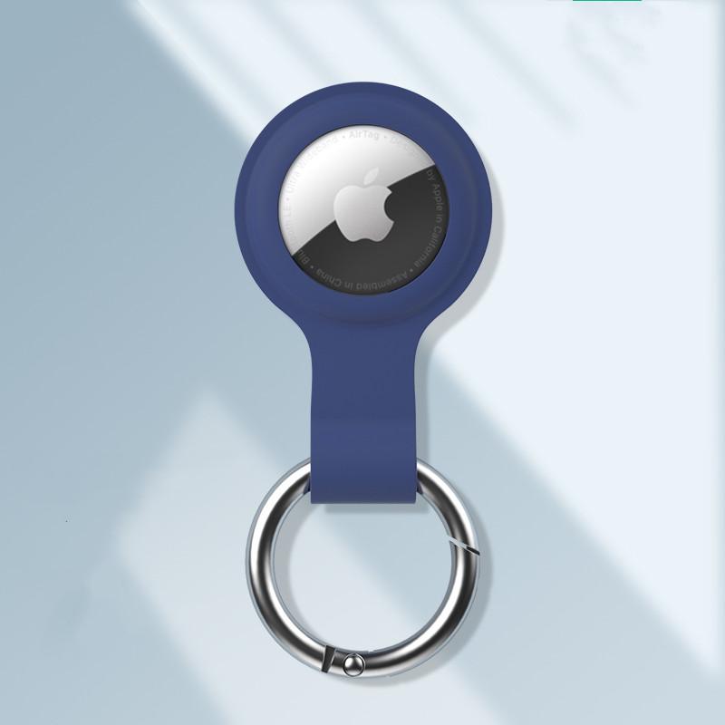 Techypop.com AirTag Case Blue Soft Silicone Designer AirTag Case with Key Ring