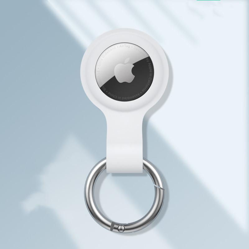 Techypop.com AirTag Case White Soft Silicone Designer AirTag Case with Key Ring