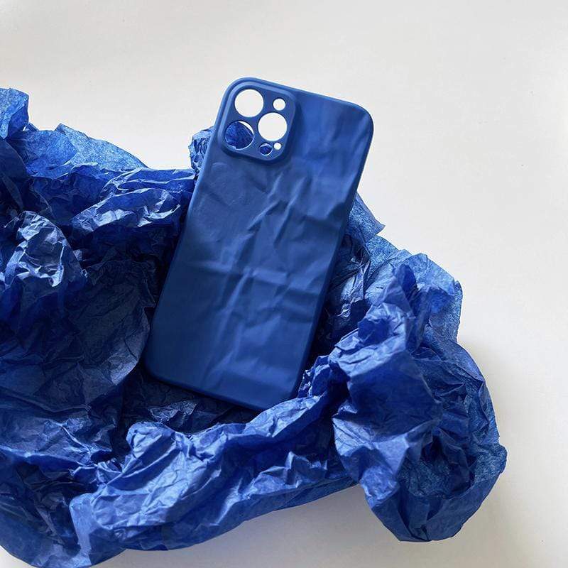 Techypop.com Blue Uni-Color Minimalism Pleated Texture Protective Designer iPhone Case For iPhone 13 12 11 Pro Max X XS Max XR 7 8 Plus
