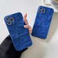 Techypop.com Blue Uni-Color Minimalism Pleated Texture Protective Designer iPhone Case For iPhone 13 12 11 Pro Max X XS Max XR 7 8 Plus