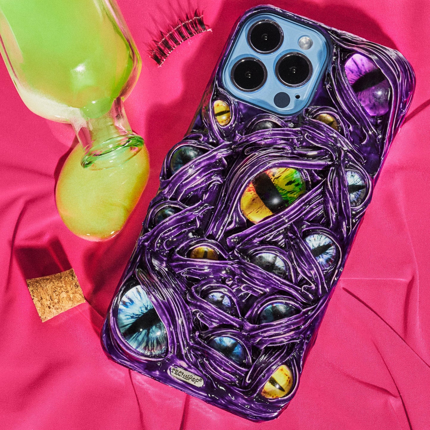 Techypop.com Horror Bundle Please leave your iPhone & AirPods model in the note section Purple Venom iPhone Case + AirPods Case + AirTag Case Set