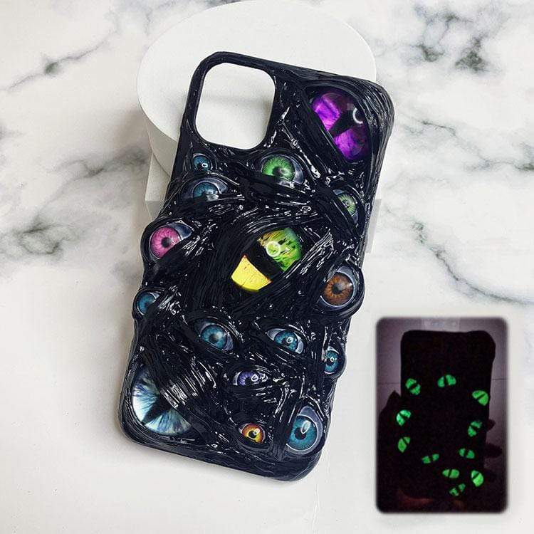 Techypop.com iPhone Case iPhone 12 Mini Luminous Black Venom Cat Eyes Handmade Designer iPhone Case For All iPhone Models