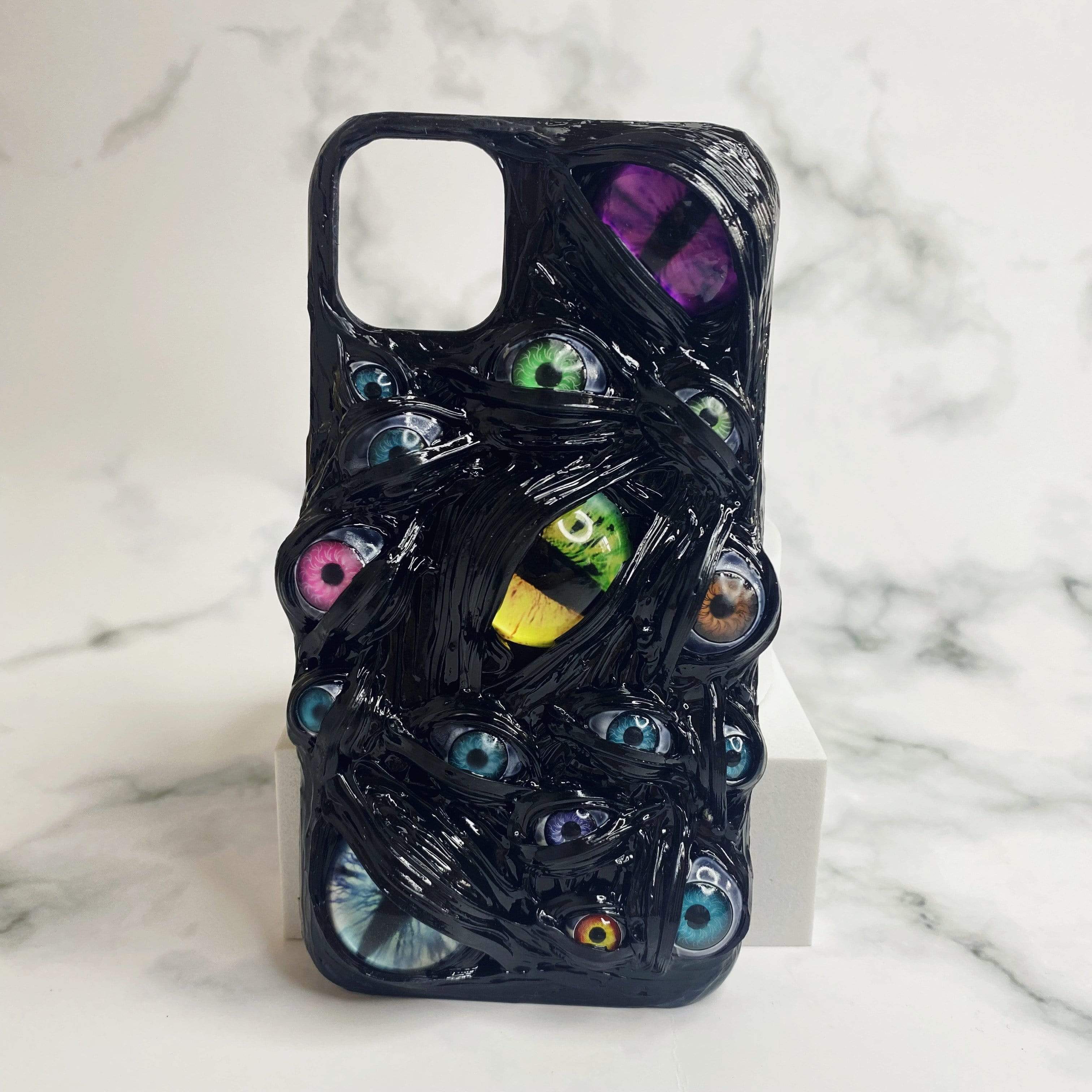 Glow in the Dark Black Venom Cat Eyes Handmade Designer iPhone Case For All iPhone Models