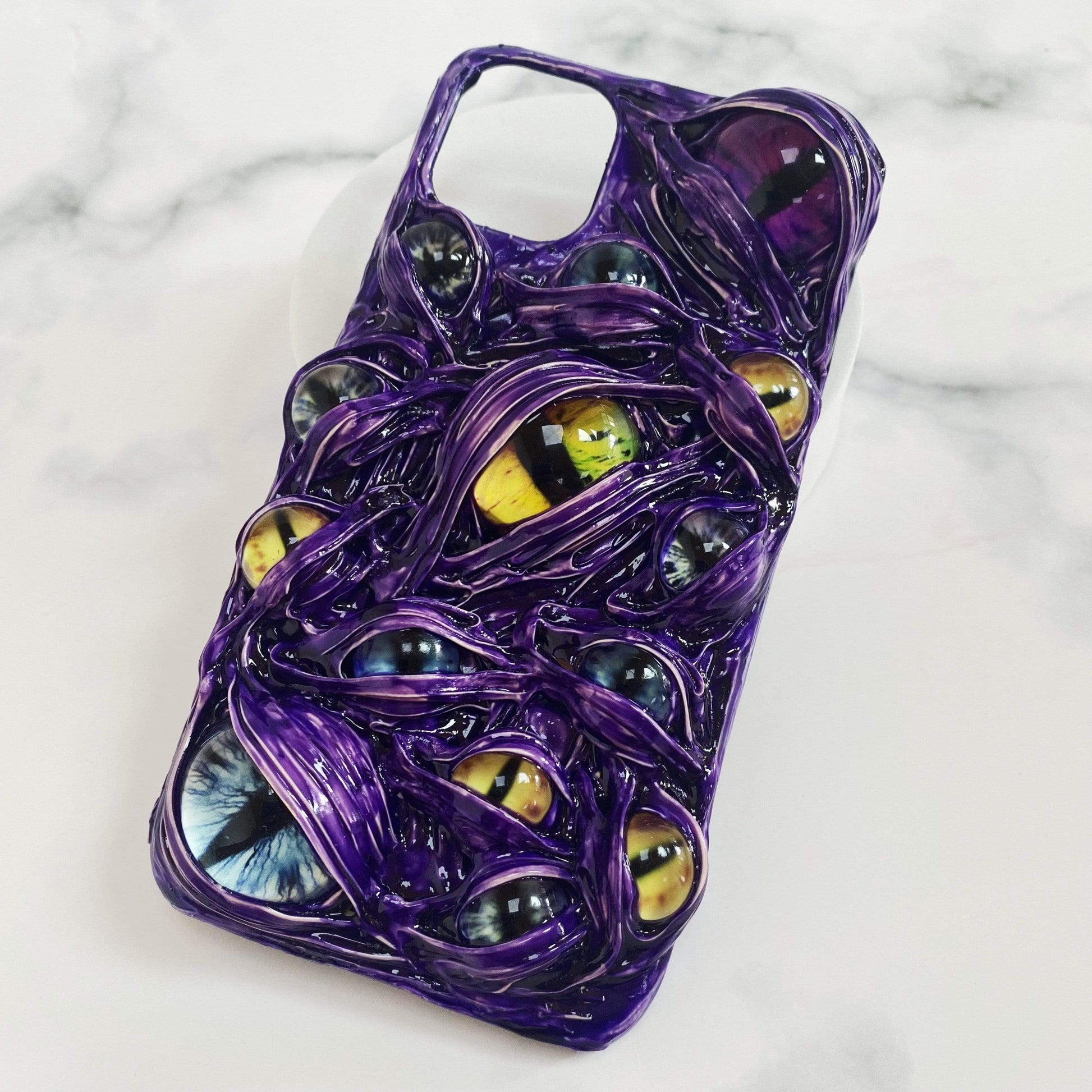 Glow in the Dark Purple Venom Cat Eyes Handmade Designer iPhone Case For All iPhone Models Glow in the Dark Purple Venom Cat Eyes Handmade Designer iPhone Case For All iPhone Models