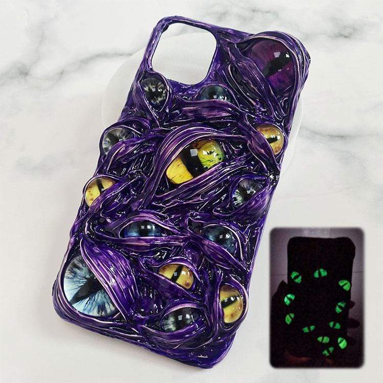 Techypop.com iPhone Case Luminous Purple Venom Cat Eyes Handmade Designer iPhone Case For All iPhone Models