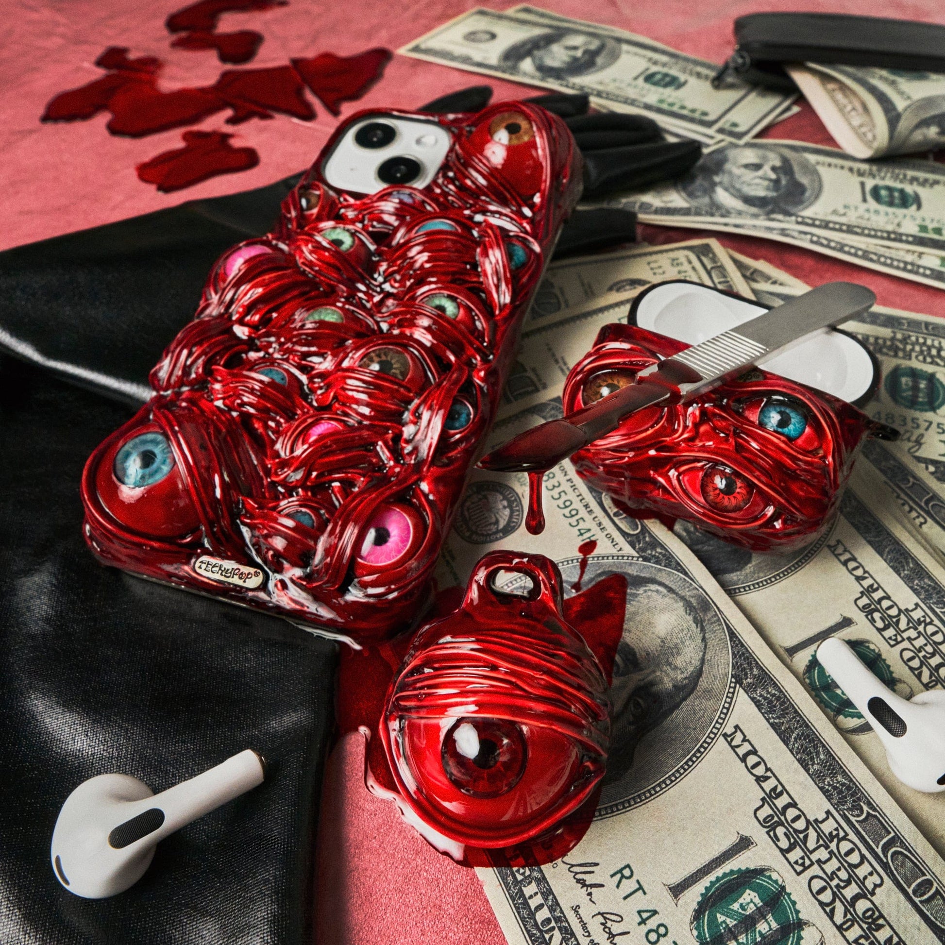 Bloody Eyeball iPhone Case + AirPods Case + AirTag Case Set Techypop.com Bloody Eyeball iPhone Case + AirPods Case + AirTag Case Set Techypop.com