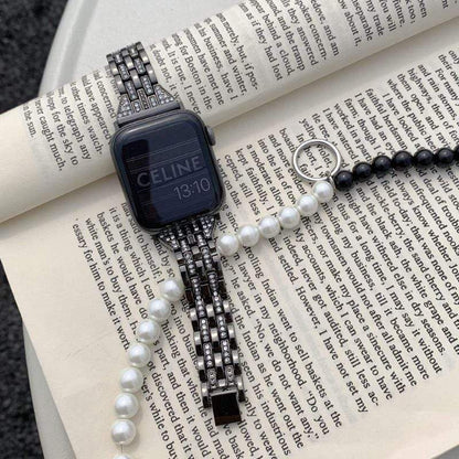 Techypop.com Watch Bands Black / 38mm/40mm Slim Bracelet Diamond Metal Designer Apple Watch Band Strap For iWatch Series SE 6/5/4/3/2/1