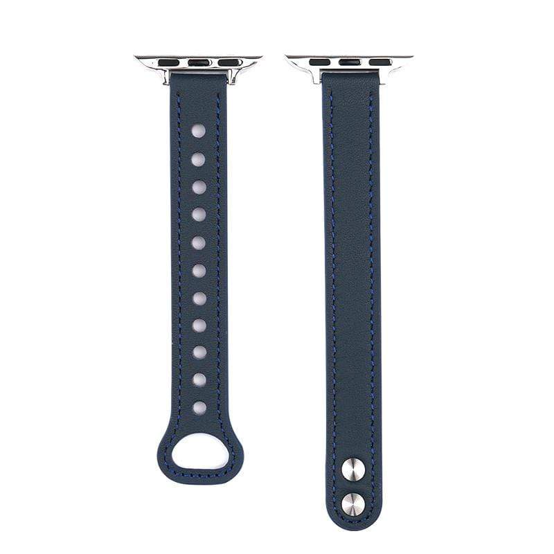 Techypop.com Watch Bands Blue / 42mm/44mm Leather Stitches Designer Apple Watch Band Strap For iWatch Series SE 6/5/4/3/2/1