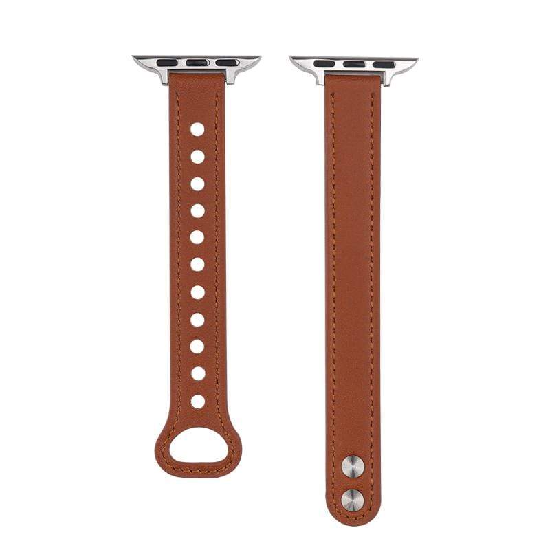 Techypop.com Watch Bands Brown / 42mm/44mm Leather Stitches Designer Apple Watch Band Strap For iWatch Series SE 6/5/4/3/2/1