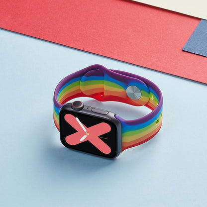 Techypop.com Watch Bands Rainbow / 38mm/40mm Stripe Silicone Designer Apple Watch Band Strap For iWatch Series SE 6/5/4/3/2/1