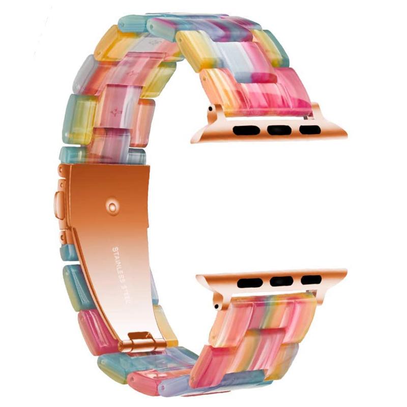 Techypop.com Watch Bands Resin Steel Buckle Designer Apple Watch Band Strap For iWatch Series SE 6/5/4/3/2/1