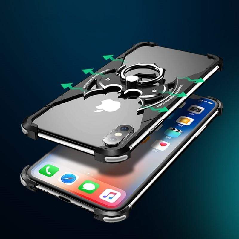 Batman Style Ring Holder Metal Frame Shockproof Protective Designer iPhone Case For iPhone SE 11 Pro Max X XS Max XR 7 8 Plus - techypopcom
