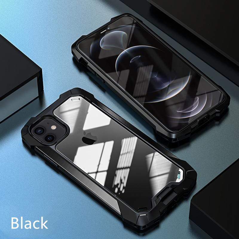 Techypop iPhone Case iPhone 12 / Black 2020 New iPhone 12 Shockproof Cases with Enhanced Airbag Corners+ Gorilla Tempered Glass + Titanium Frame For all iPhone models