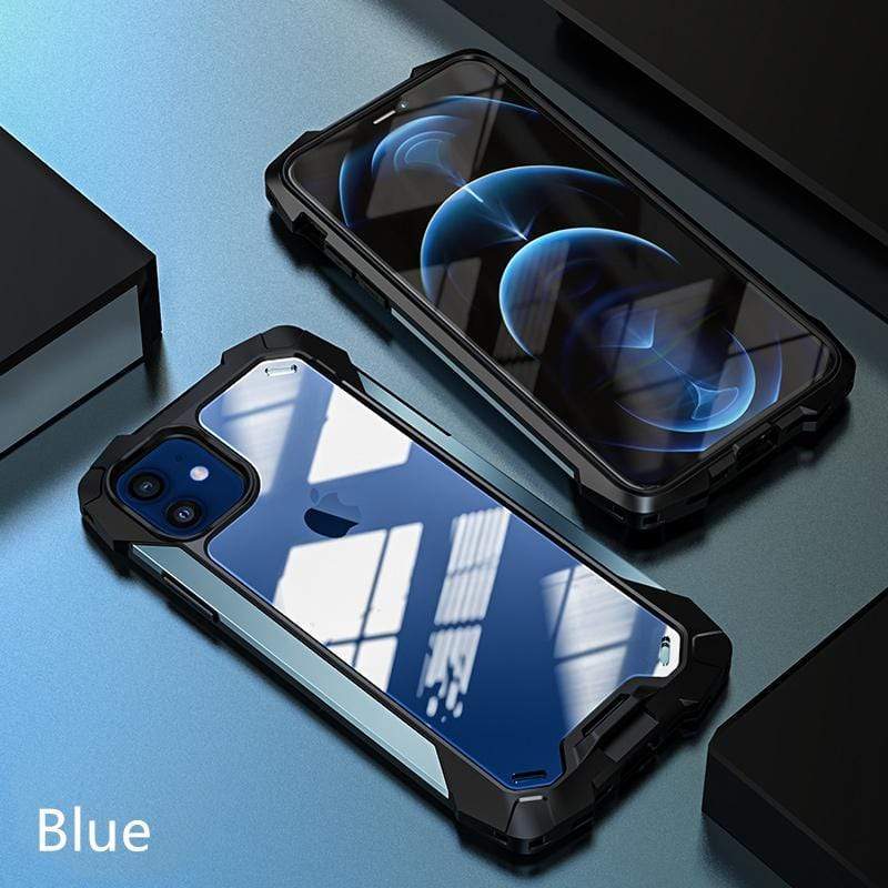 Techypop iPhone Case iPhone 12 / Blue 2020 New iPhone12 Shockproof Case Titanium Frame+ Enhanced Airbag Corners+ Gorilla Glass