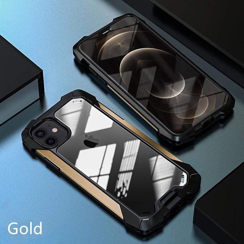 Techypop iPhone Case iPhone 12 / Gold 2020 New iPhone12 Shockproof Case Titanium Frame+ Enhanced Airbag Corners+ Gorilla Glass