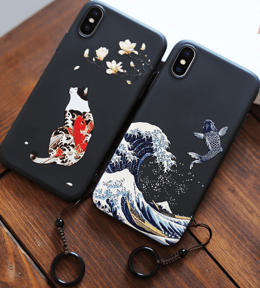 Techypop iPhone Case The Great Wave Kanagawa Ukiyo-e Silicone Designer iPhone Case For All iPhone Models