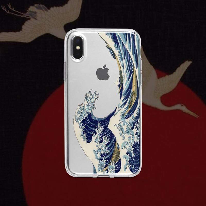 Techypop iPhone Case The Great Wave Off Kanagawa Ukiyo-e Clear Designer iPhone Case