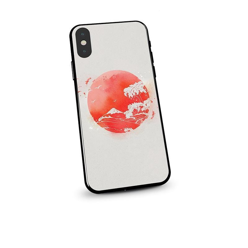 Techypop iPhone Case Ukiyo-e Fuji and Great Wave Tempered Glass Designer iPhone Case
