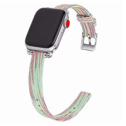 Slim Rainbow Nylon Compatible With Apple Watch Band Strap For iWatch Series 4/3/2/1 - techypopcom