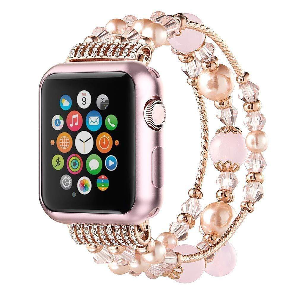 Rose Gold Jewelry Stretchable Compatible With Apple Watch Band Strap For iWatch Series 4/3/2/1 - techypopcom