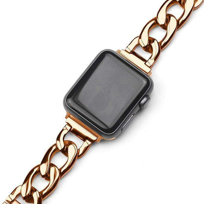 Rose Gold Stainless Steel Compatible With Apple Watch Metal Chain Band Strap For iWatch Series 4/3/2/1 - techypopcom