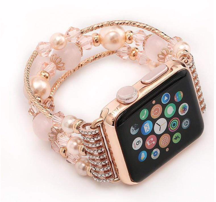 Rose Gold Jewelry Stretchable Compatible With Apple Watch Band Strap For iWatch Series 4/3/2/1 - techypopcom
