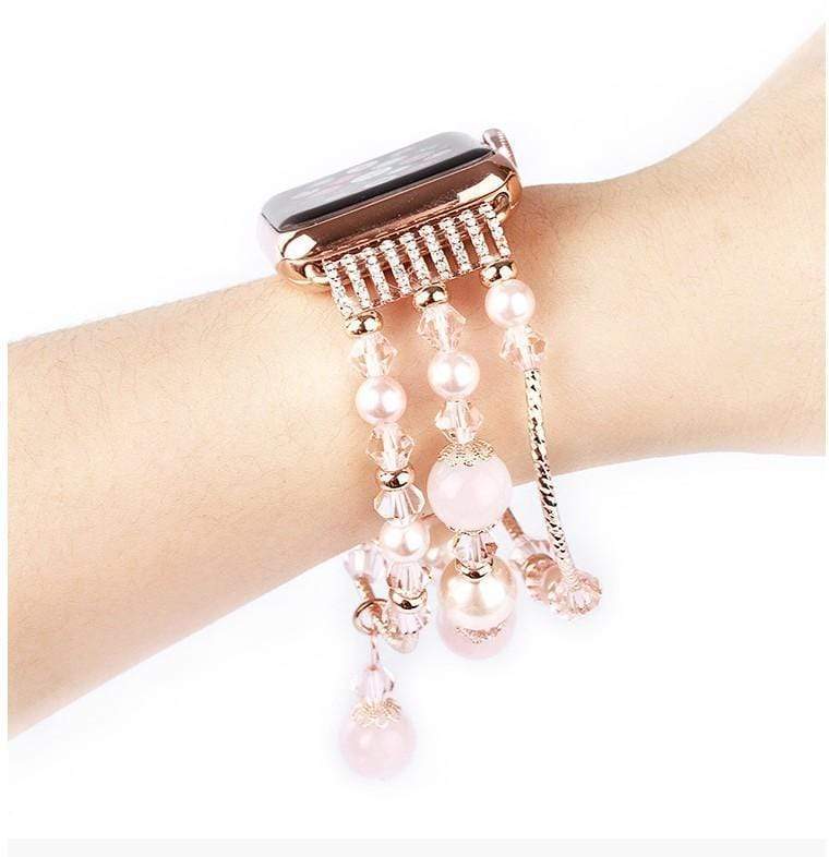 Rose Gold Jewelry Stretchable Compatible With Apple Watch Band Strap For iWatch Series 4/3/2/1 - techypopcom