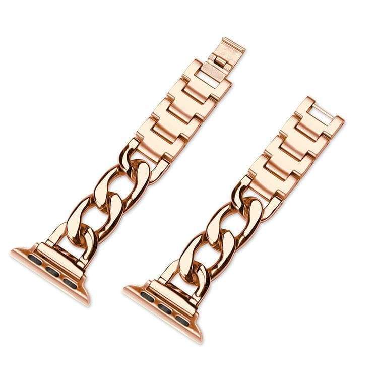 Rose Gold Stainless Steel Compatible With Apple Watch Metal Chain Band Strap For iWatch Series 4/3/2/1 - techypopcom