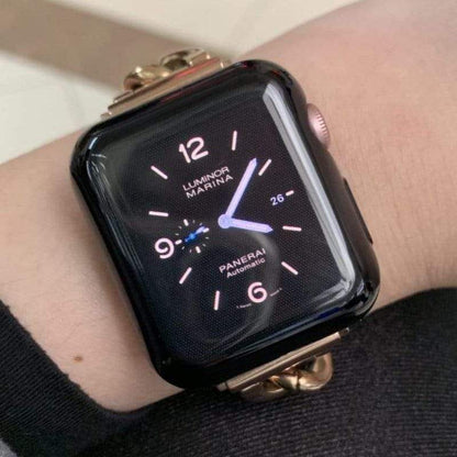 Techypop Watch Bands Rose Gold Stainless Steel Designer Apple Watch Band Strap For iWatch Series SE 6/5/4/3/2/1