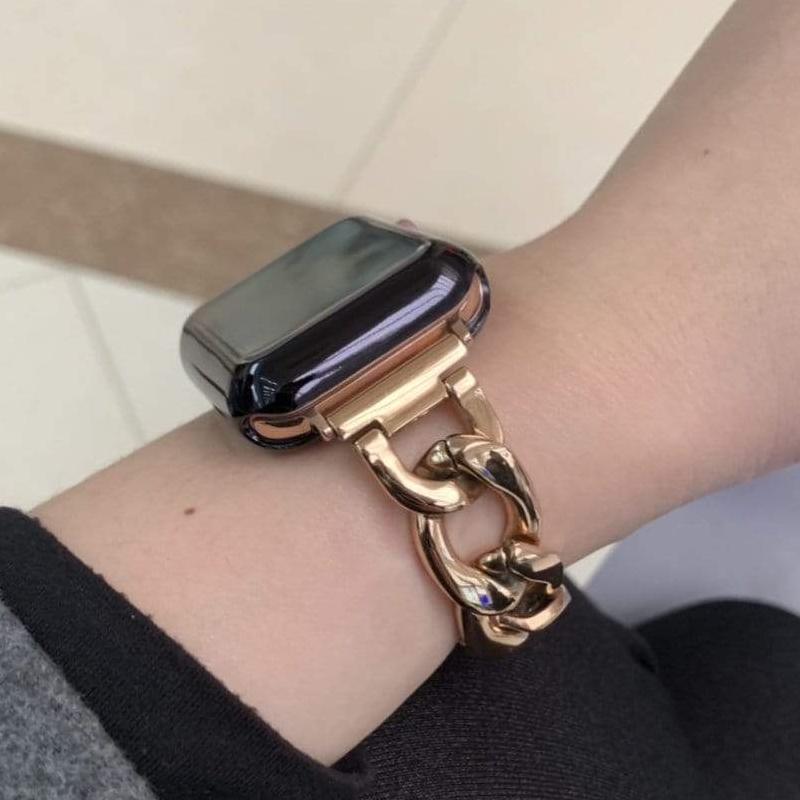 Techypop Watch Bands Rose Gold Stainless Steel Designer Apple Watch Band Strap For iWatch Series SE 6/5/4/3/2/1