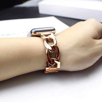 Techypop Watch Bands Rose Gold Stainless Steel Designer Apple Watch Band Strap For iWatch Series SE 6/5/4/3/2/1