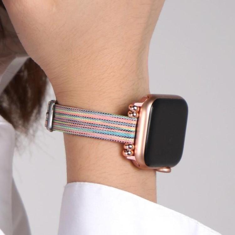 Techypop Watch Bands Slim Rainbow Nylon Designer Apple Watch Band Strap For iWatch Series SE 6/5/4/3/2/1