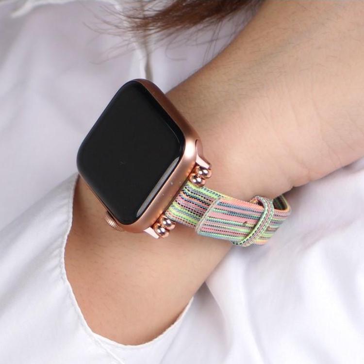 Techypop Watch Bands Slim Rainbow Nylon Designer Apple Watch Band Strap For iWatch Series SE 6/5/4/3/2/1