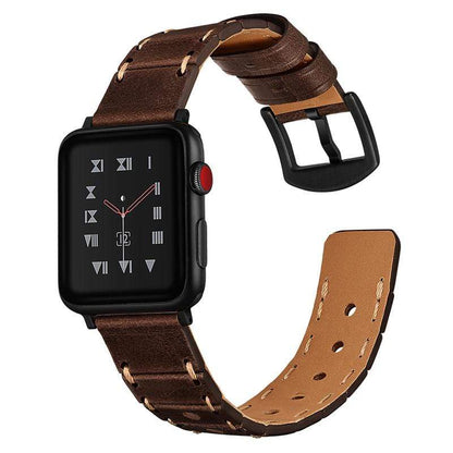 Stitched Leather Designer Apple Watch Band Strap For iWatch Series 4/3/2/1 - techypopcom