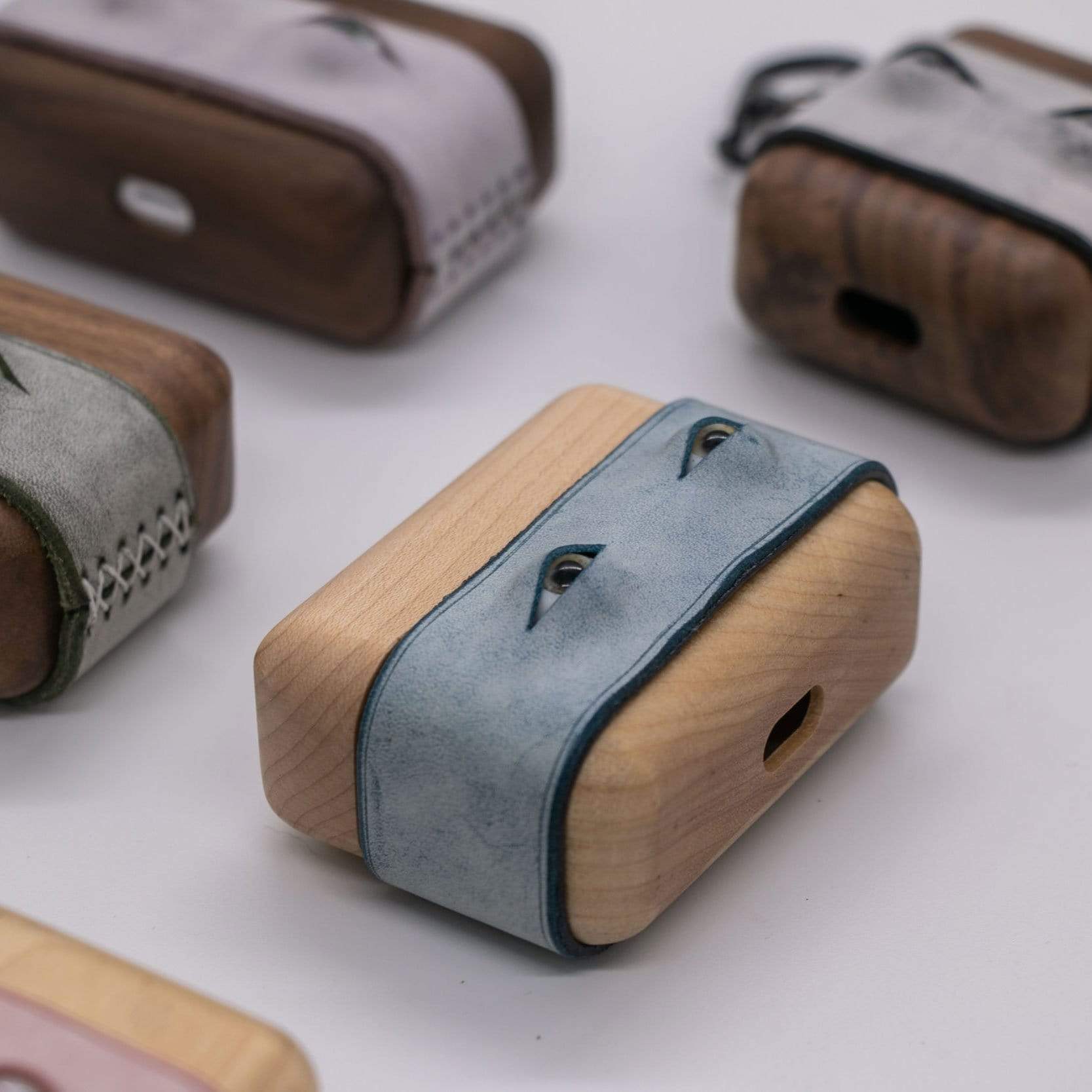 techypopcom AirPods Case Blue / Airpods 1 & 2 The Grey Eyes Leather Dark Wooden Protective Case For Apple Airpods 1 & 2 & Pro